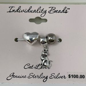925 Kohl's Sterling Silver Slide Individuality Beads Cat Lover Charms